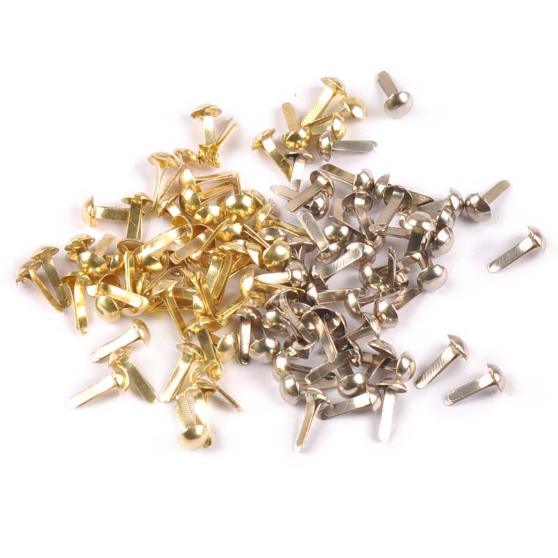 Embellishment Crafts - 100PCs mixed Silver/golden Round Brad Scrapbooking
