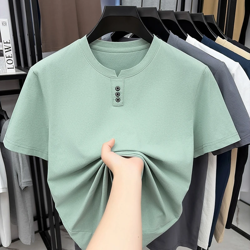 Embellish Knit - Mens Casual Henley Neck T Shirt