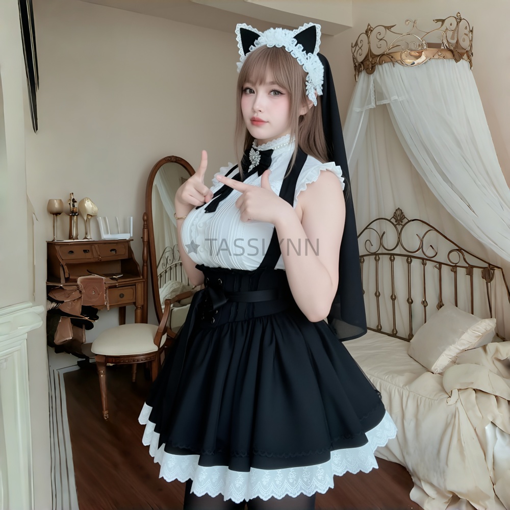 Cat Ear Nun Maid Dress Women's - огляд і ціна Embellish Knit