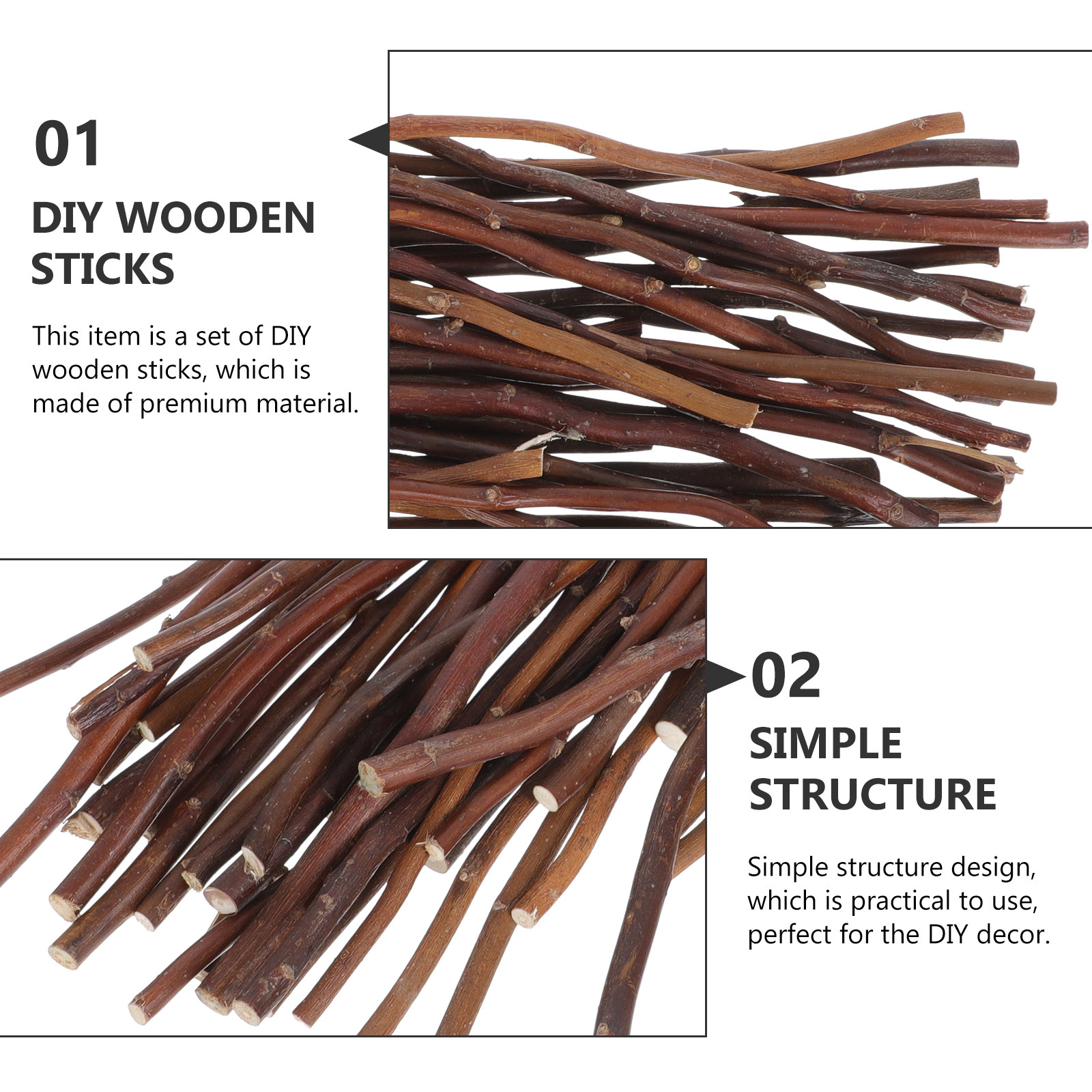 40Pcs DIY Wooden Sticks Natura - огляд і ціна Embellishment Crafts
