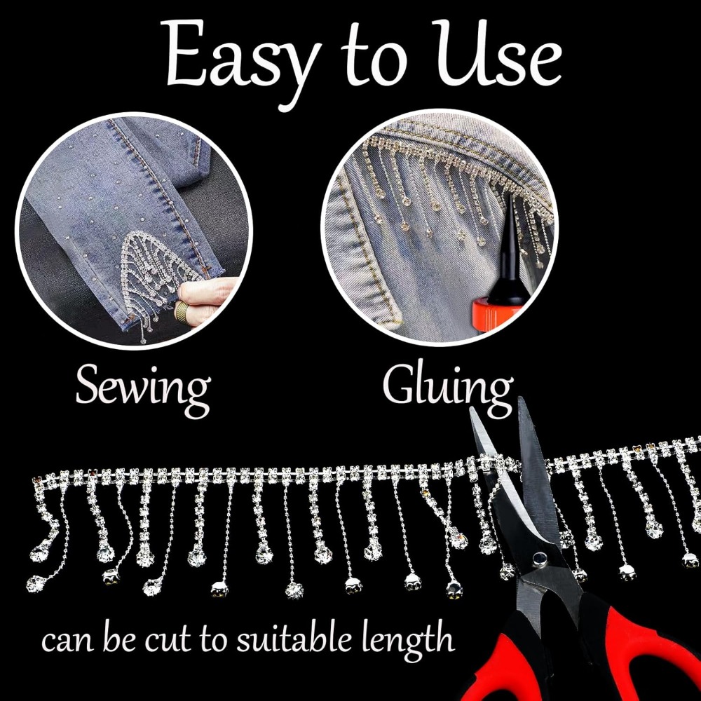 2 Yards Rhinestone Fringe Trim - огляд і ціна Beaded Trim Fringe