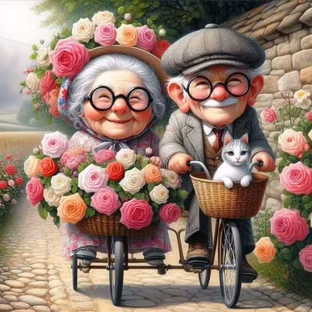 Cartoon Happy Old Couple 5D Fu - огляд і ціна Embroidery Embellishments