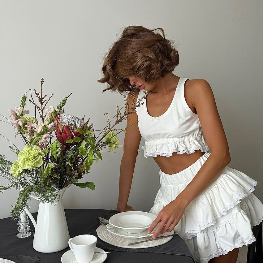 Summer Two Piece Skirt Set 202 - огляд і ціна Elastic Lace Trim
