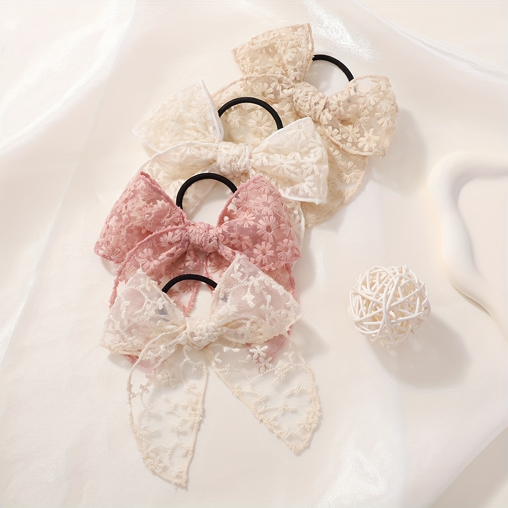 Elegant Lace Bow Hair Tie for  - огляд і ціна Elastic Lace Trim