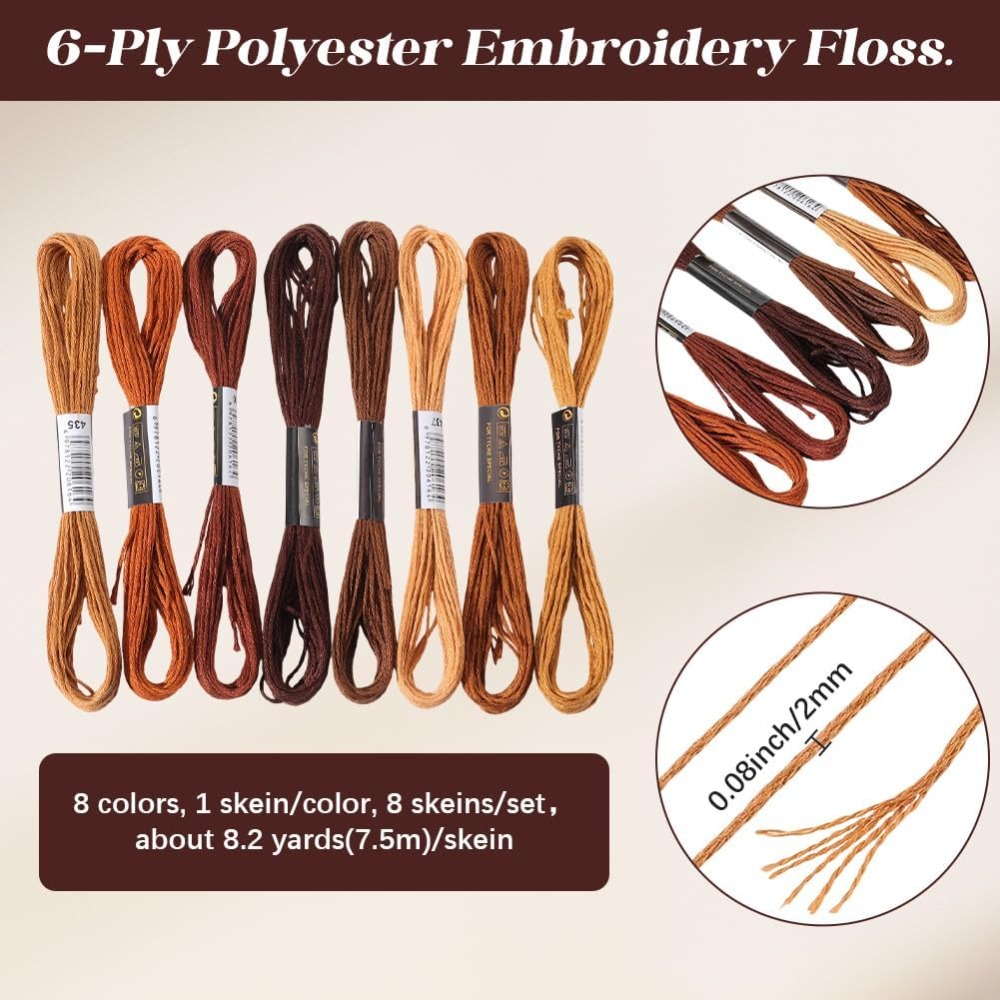 8 Skeins 6 Strands Brown Embro - огляд і ціна Embroidery Embellishments