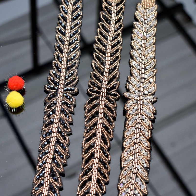 Long leaves leaf handmade appl - огляд і ціна Beaded Trim Fringe