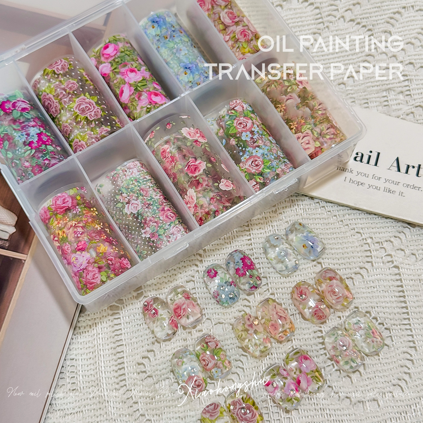 10 Rolls Rose Flower Nail Foil - огляд і ціна Glitter Vinyl Roll