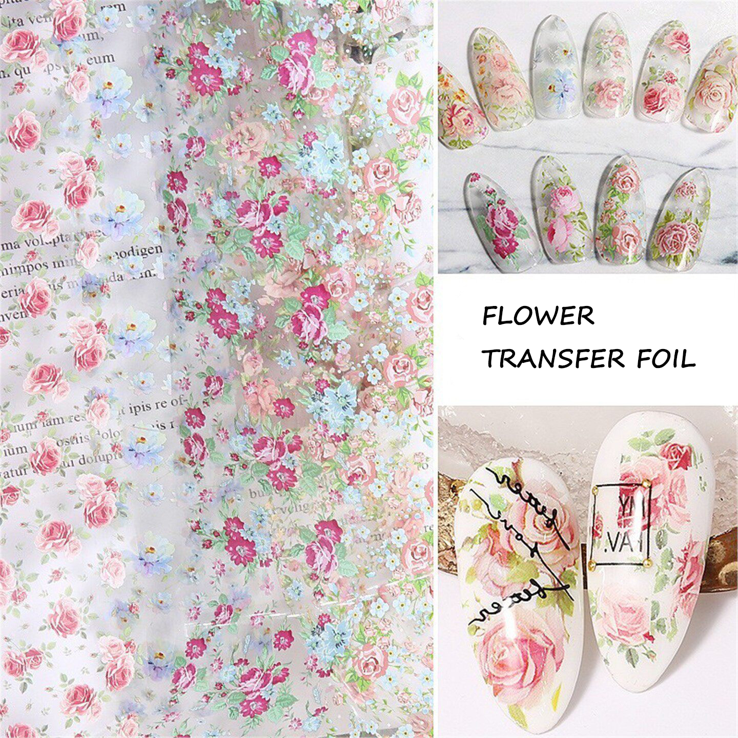 10 Rolls Rose Flower Nail Foil - огляд і ціна Glitter Vinyl Roll