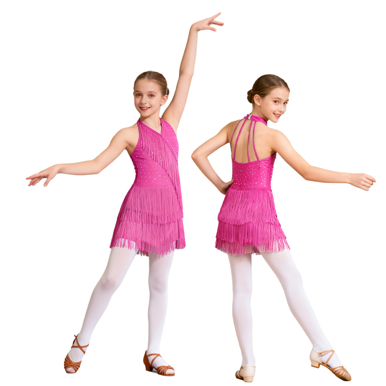 Kid Girls Latin Dance Tango Ch - огляд і ціна Rhinestone Banding Trim
