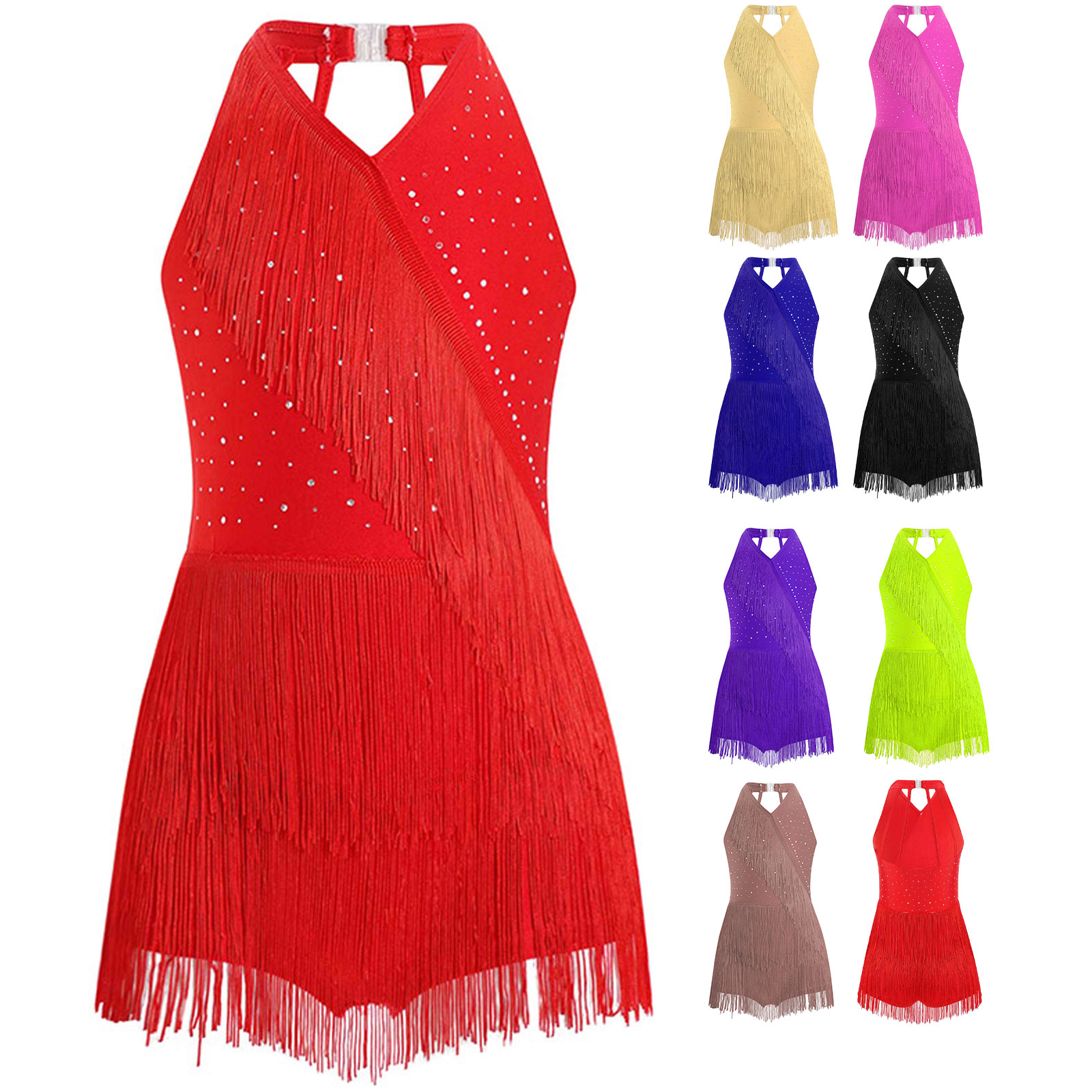 Kid Girls Latin Dance Tango Ch - огляд і ціна Rhinestone Banding Trim