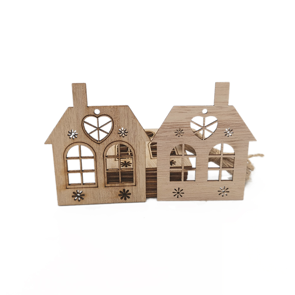 10pcs Wooden Hollow House Cuto - огляд і ціна Christmas Craft Embellishment
