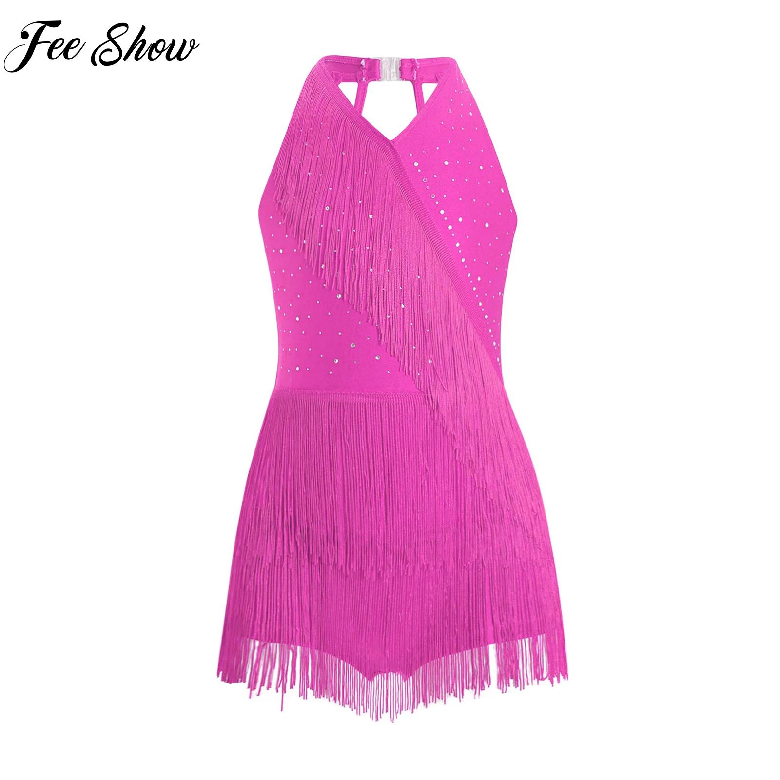Kids Girls Shiny Tassel Leotar - огляд і ціна Rhinestone Banding Trim