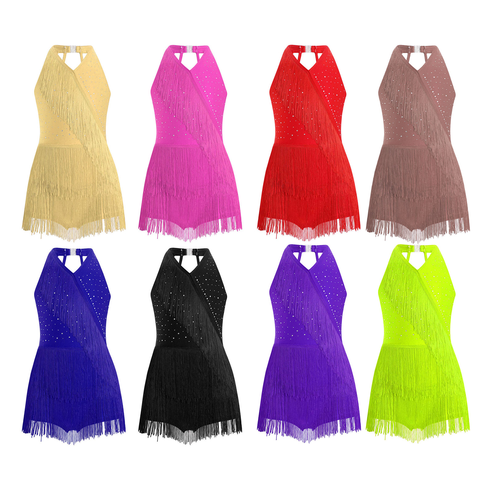 Kids Girls Shiny Tassel Leotar - огляд і ціна Rhinestone Banding Trim