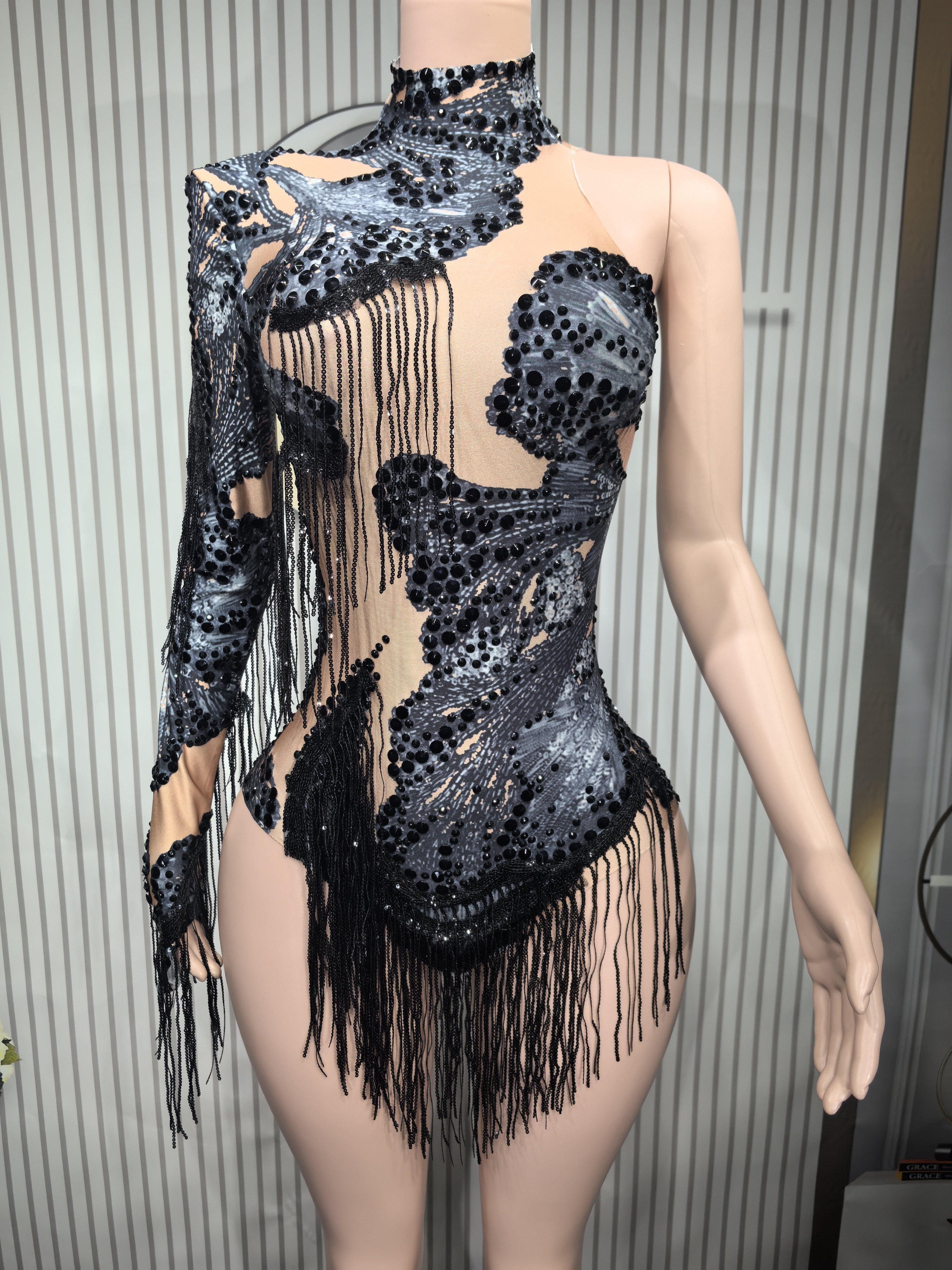 Sexy Skinny Leotard Singer Dan - огляд і ціна Rhinestone Banding Trim
