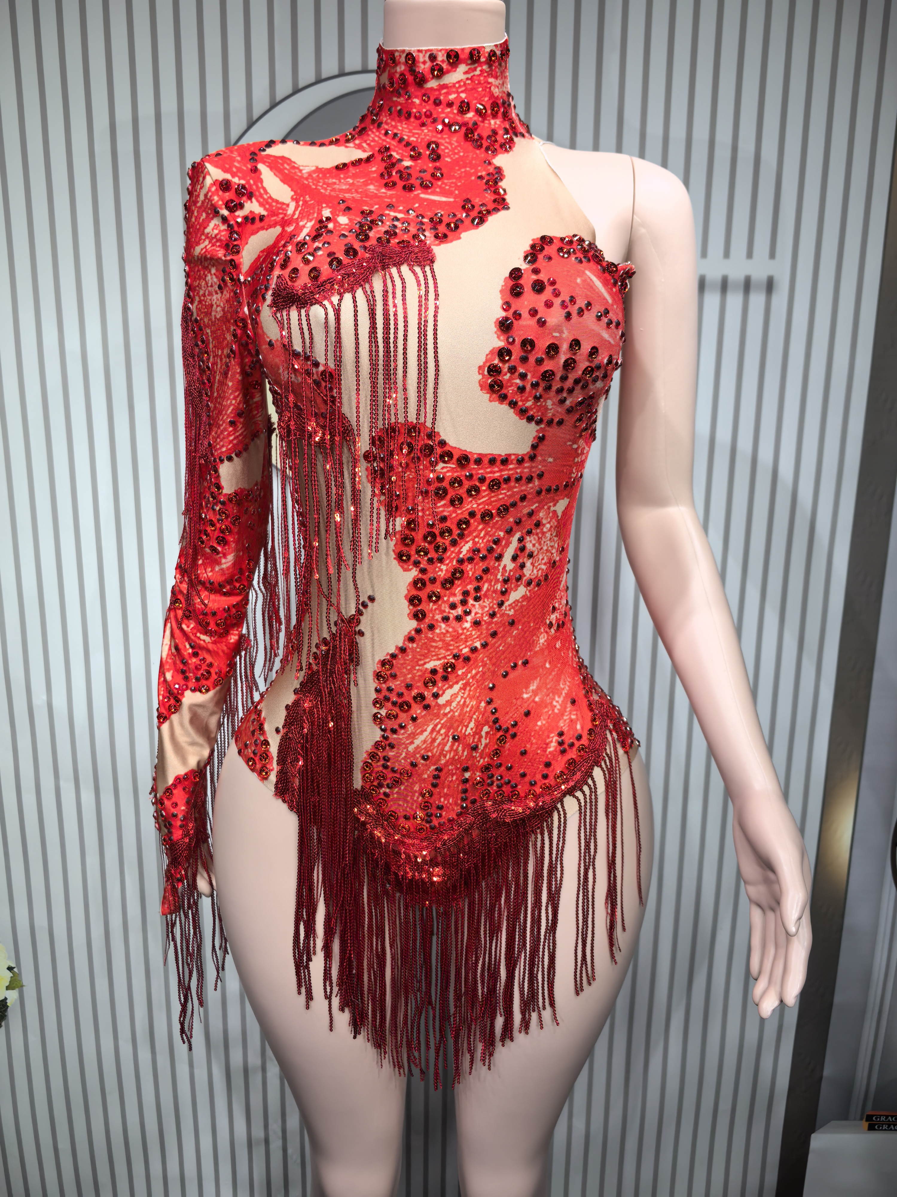 Sexy Skinny Leotard Singer Dan - огляд і ціна Rhinestone Banding Trim