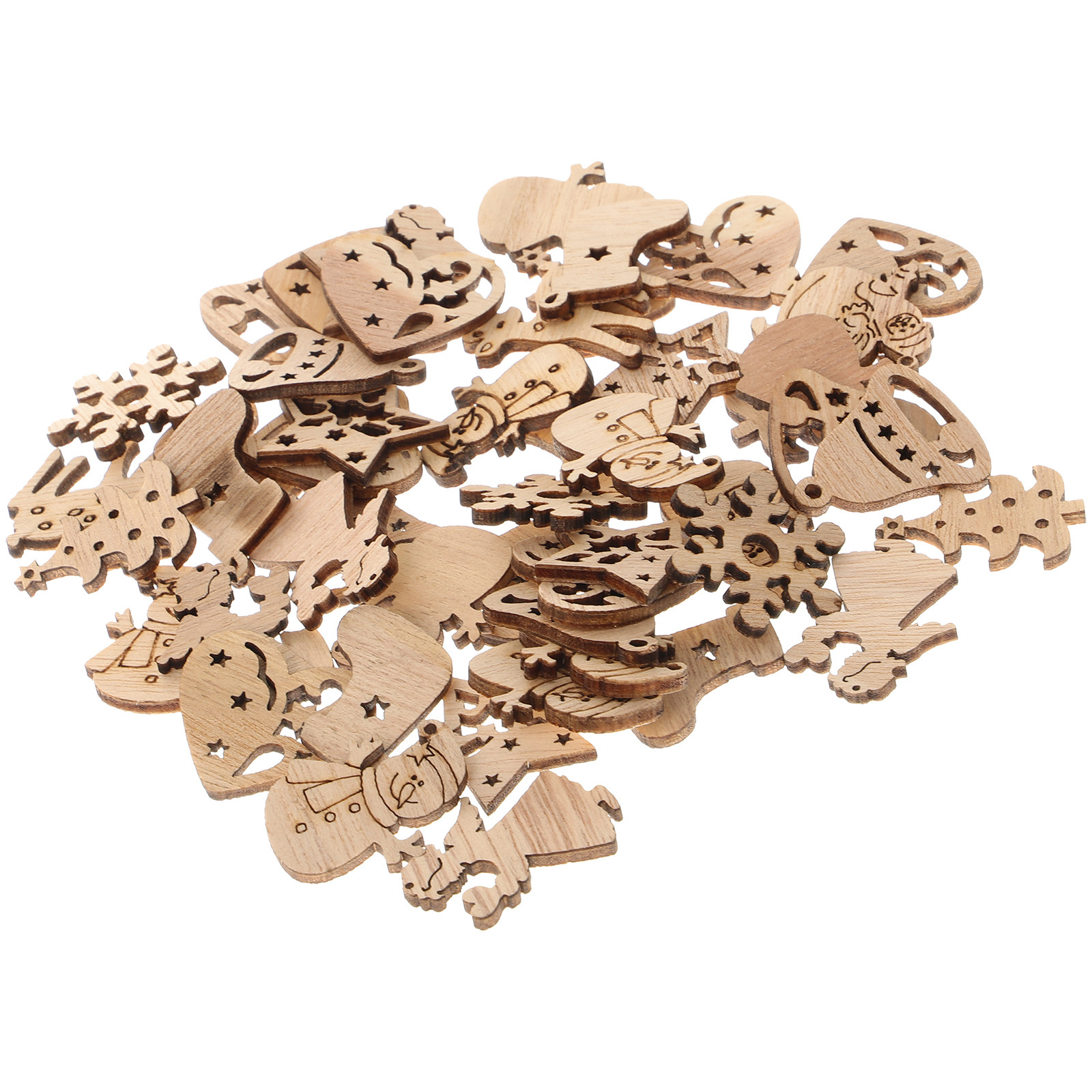 50Pcs Premium Wooden Shapes Cu - огляд і ціна Christmas Craft Embellishment