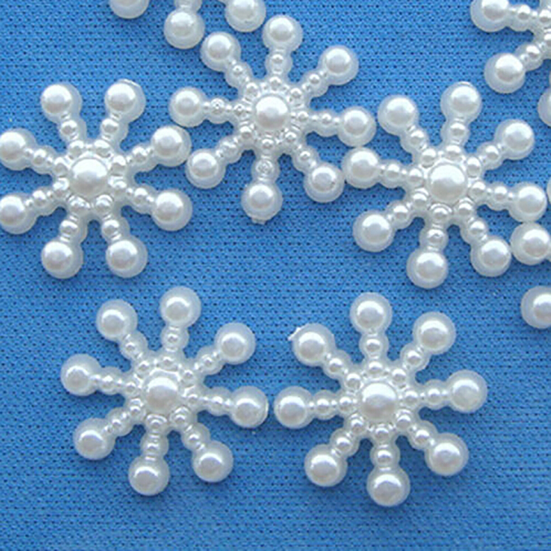 100pcs White Pearl Resin Snowf - огляд і ціна Christmas Craft Embellishment
