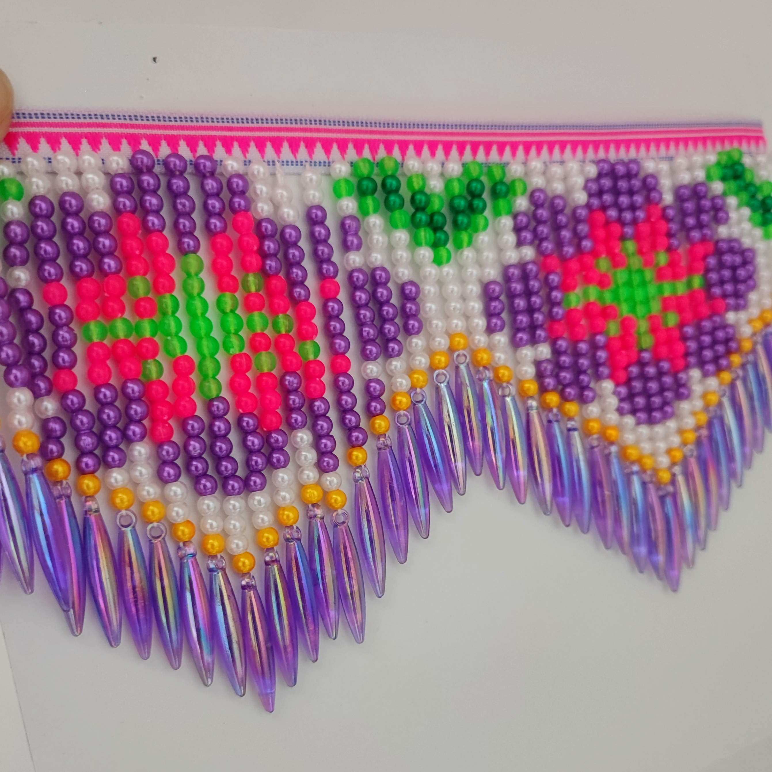 10cm Wide Purple Daisy Pattern - огляд і ціна Beaded Trim Fringe