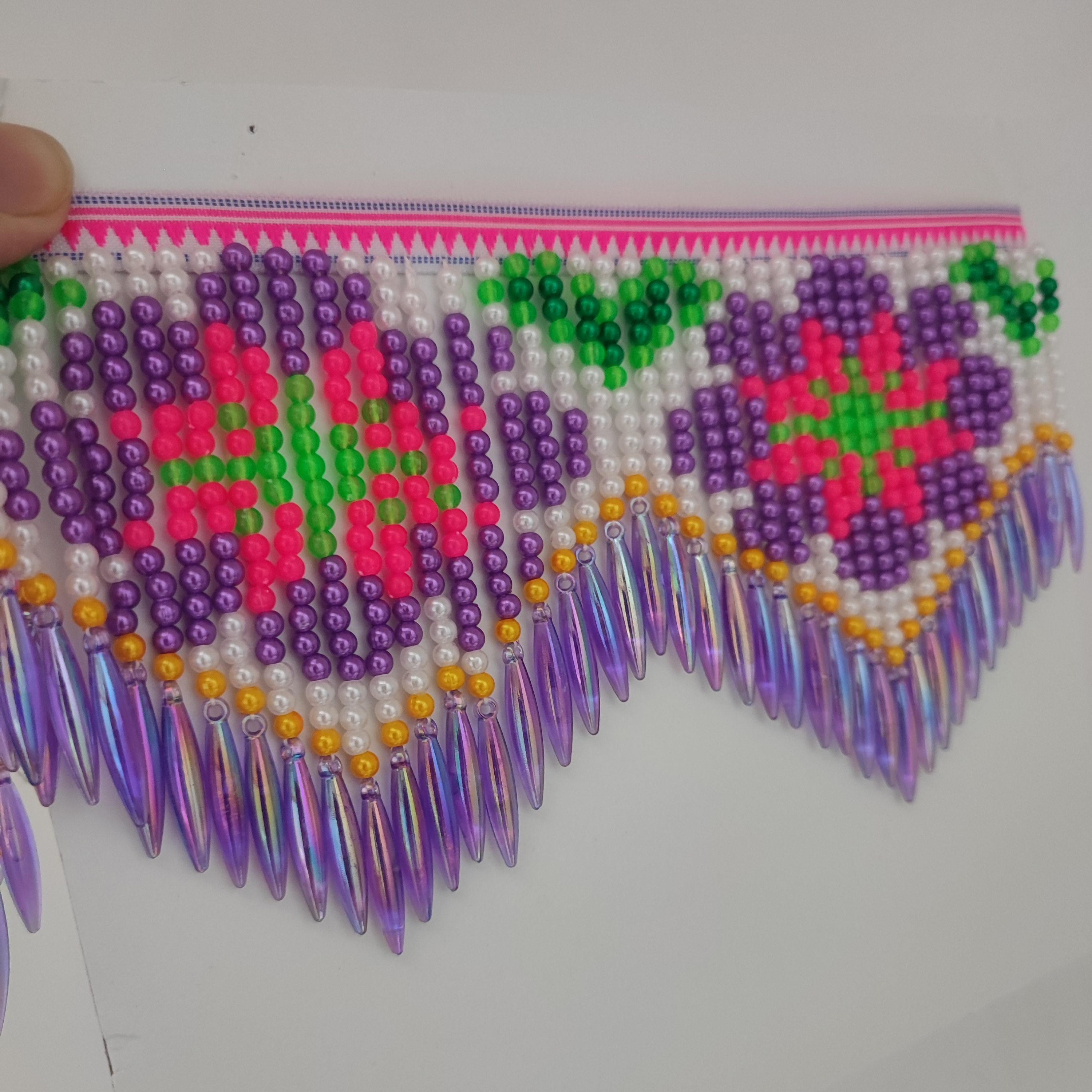 10cm Wide Purple Daisy Pattern - огляд і ціна Beaded Trim Fringe