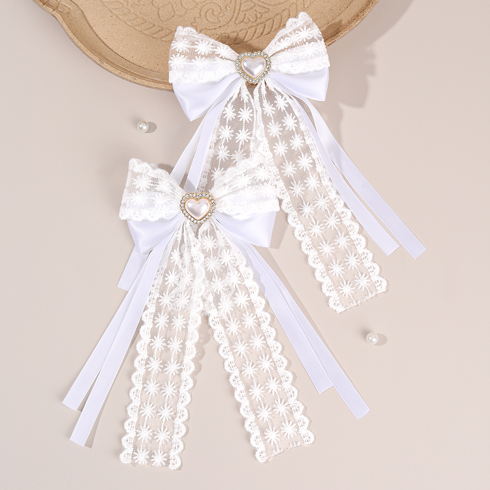 2Pcs Flower Lace Bow Hair Clip - огляд і ціна Lace Ribbon Trim