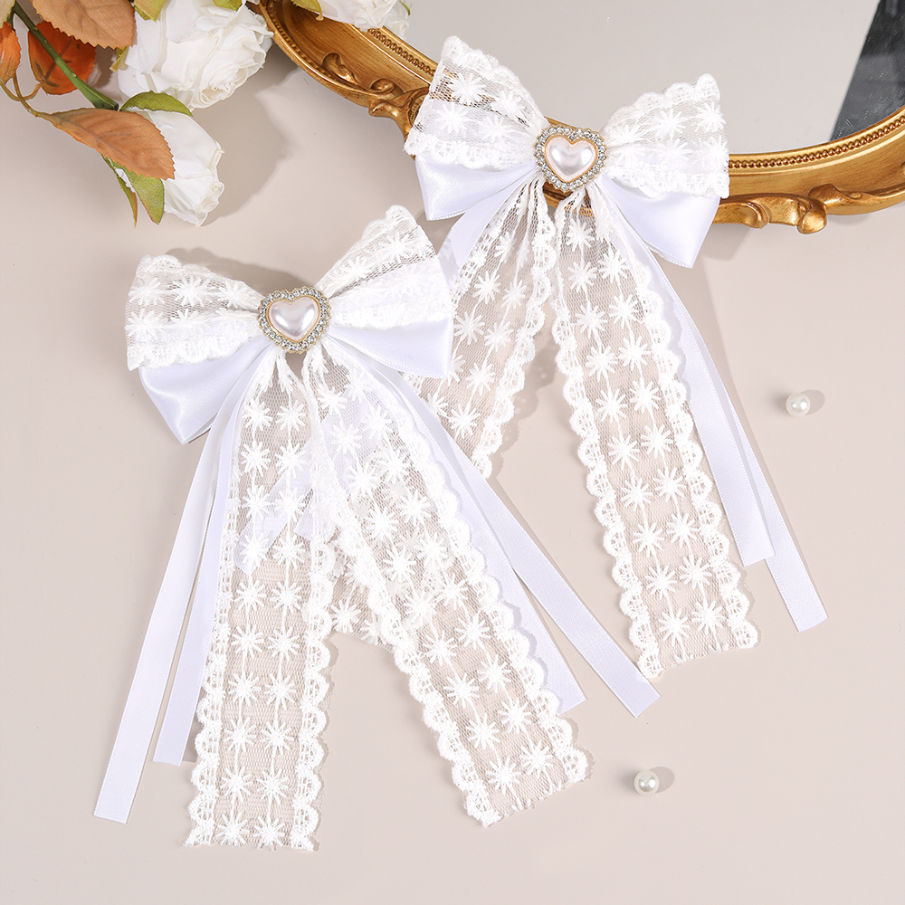 2Pcs Flower Lace Bow Hair Clip - огляд і ціна Lace Ribbon Trim