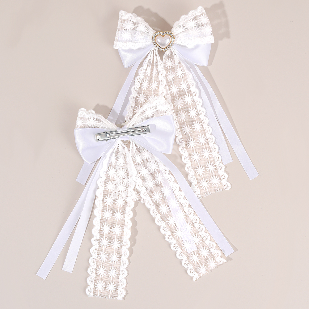 2Pcs Flower Lace Bow Hair Clip - огляд і ціна Lace Ribbon Trim