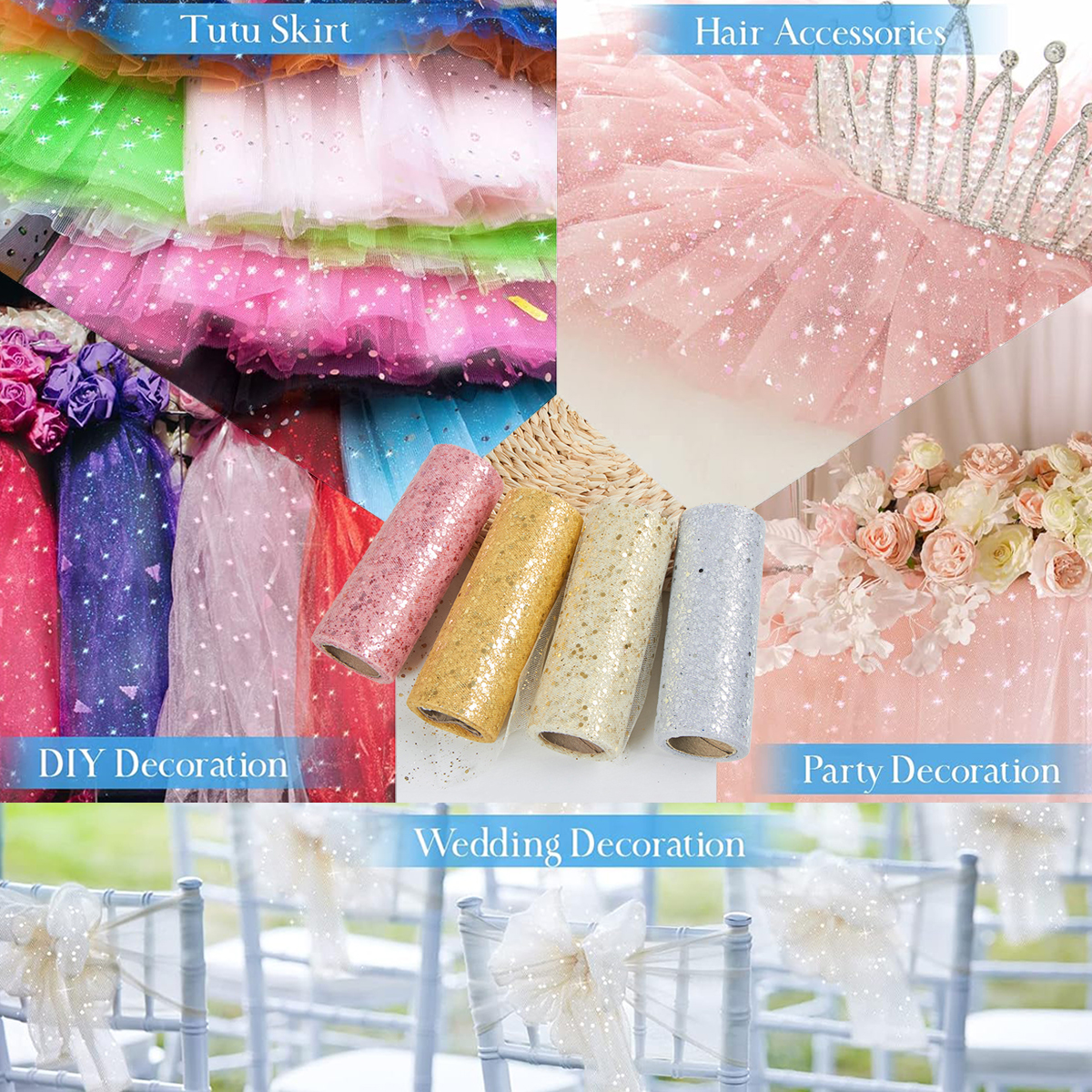 Glitter Tulle Rolls Birthday P - огляд і ціна Organza Ribbon Spool