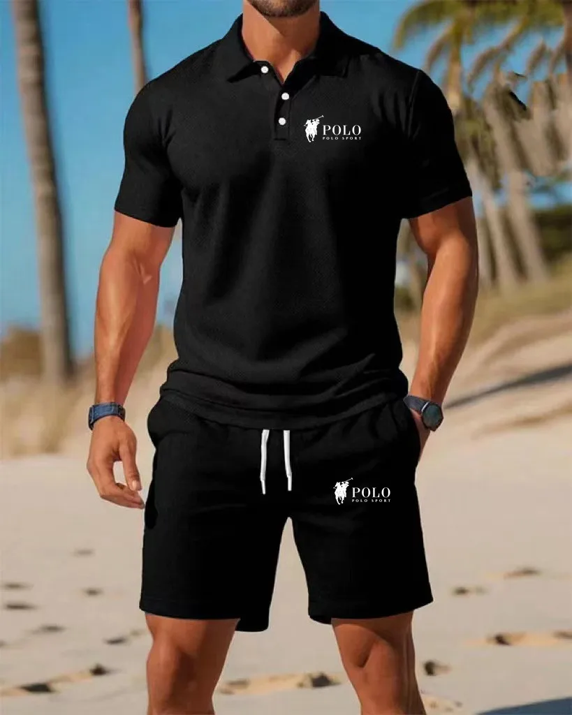 Men's Polo Shirt Set Summer Qu - огляд і ціна Embellish Knit
