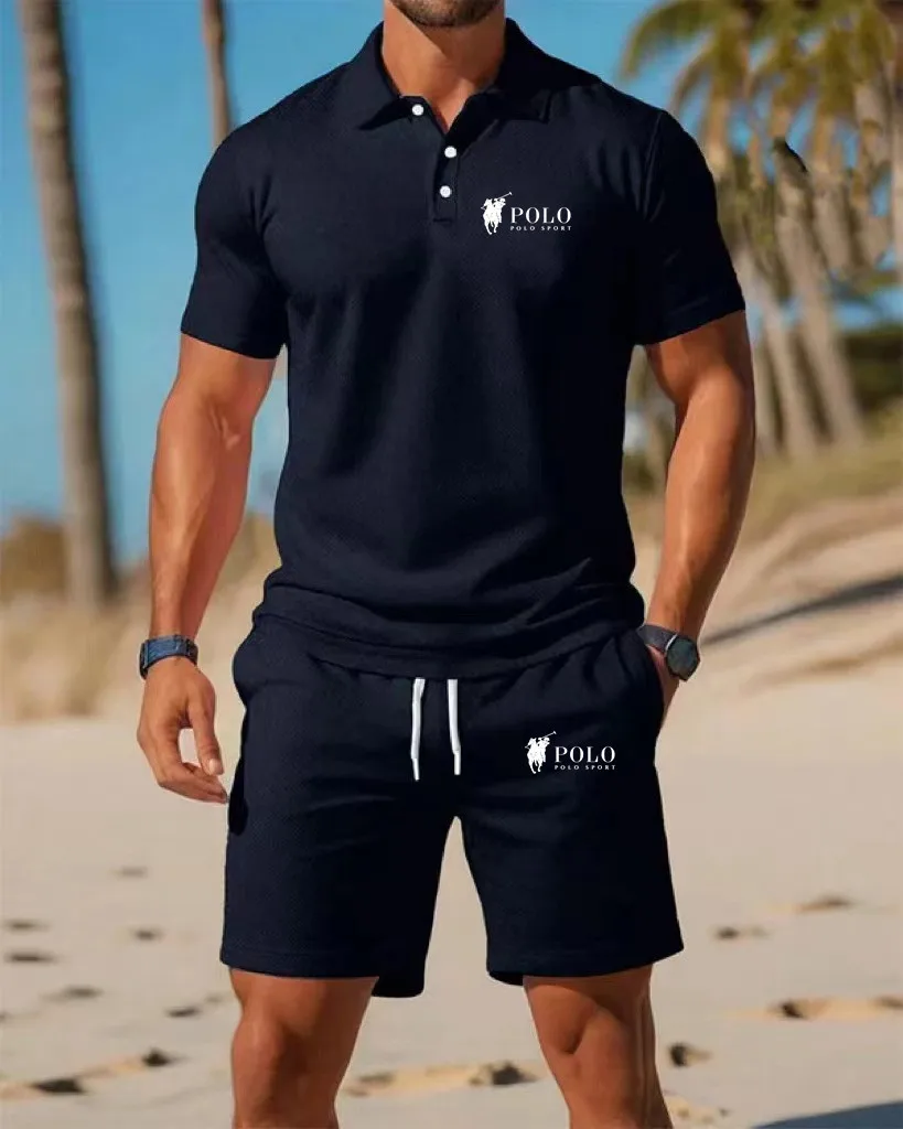 Men's Polo Shirt Set Summer Qu - огляд і ціна Embellish Knit
