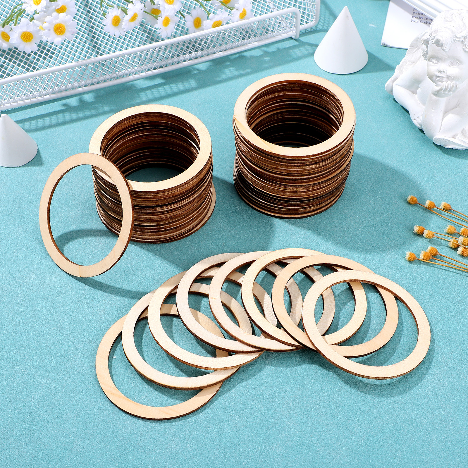 50Pcs Round Wooden Circle Embe - огляд і ціна Christmas Craft Embellishment