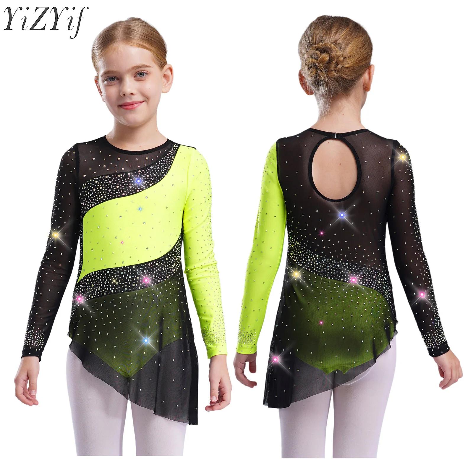 Kids Girls Ballet Leotard Dres - огляд і ціна Rhinestone Banding Trim