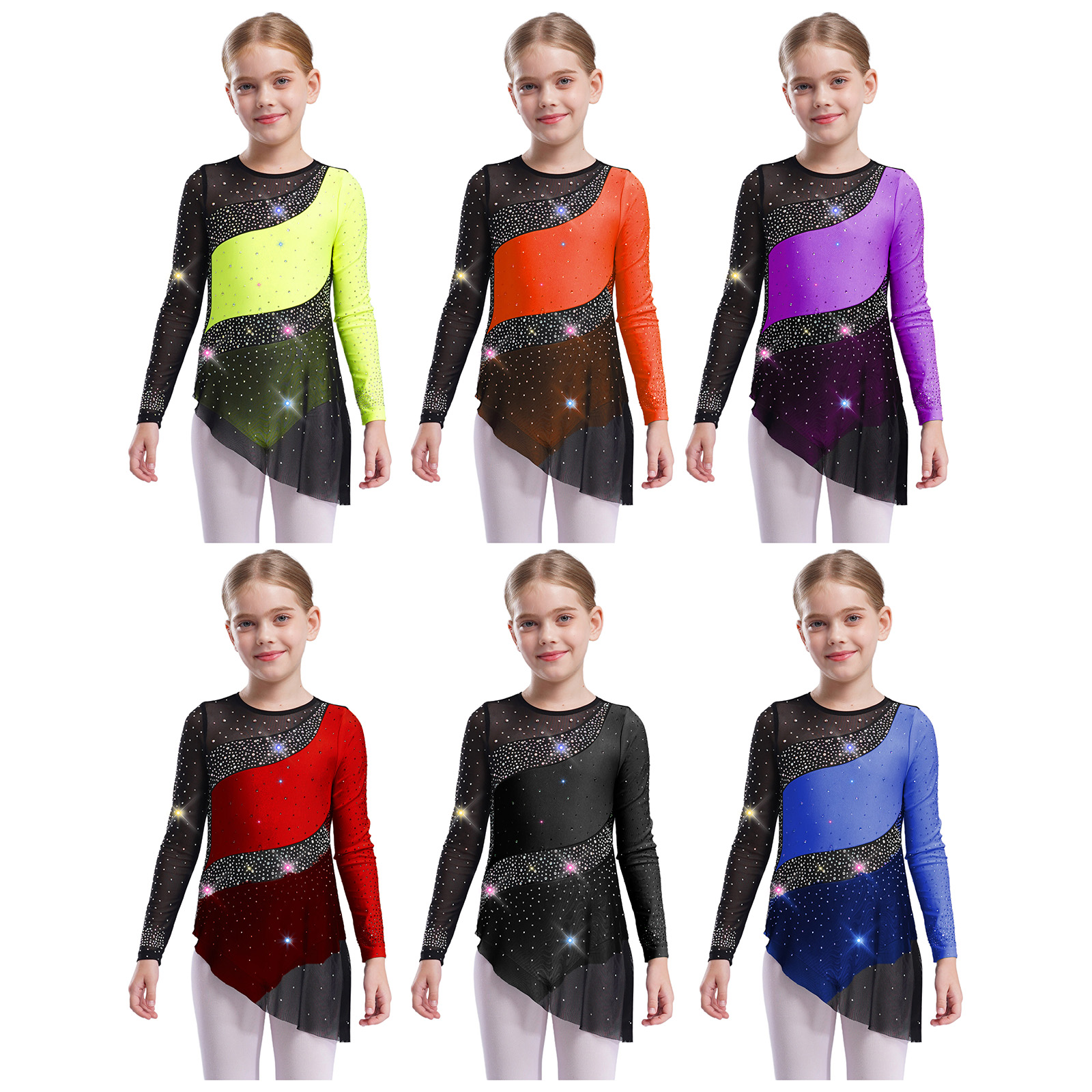 Kids Girls Ballet Leotard Dres - огляд і ціна Rhinestone Banding Trim