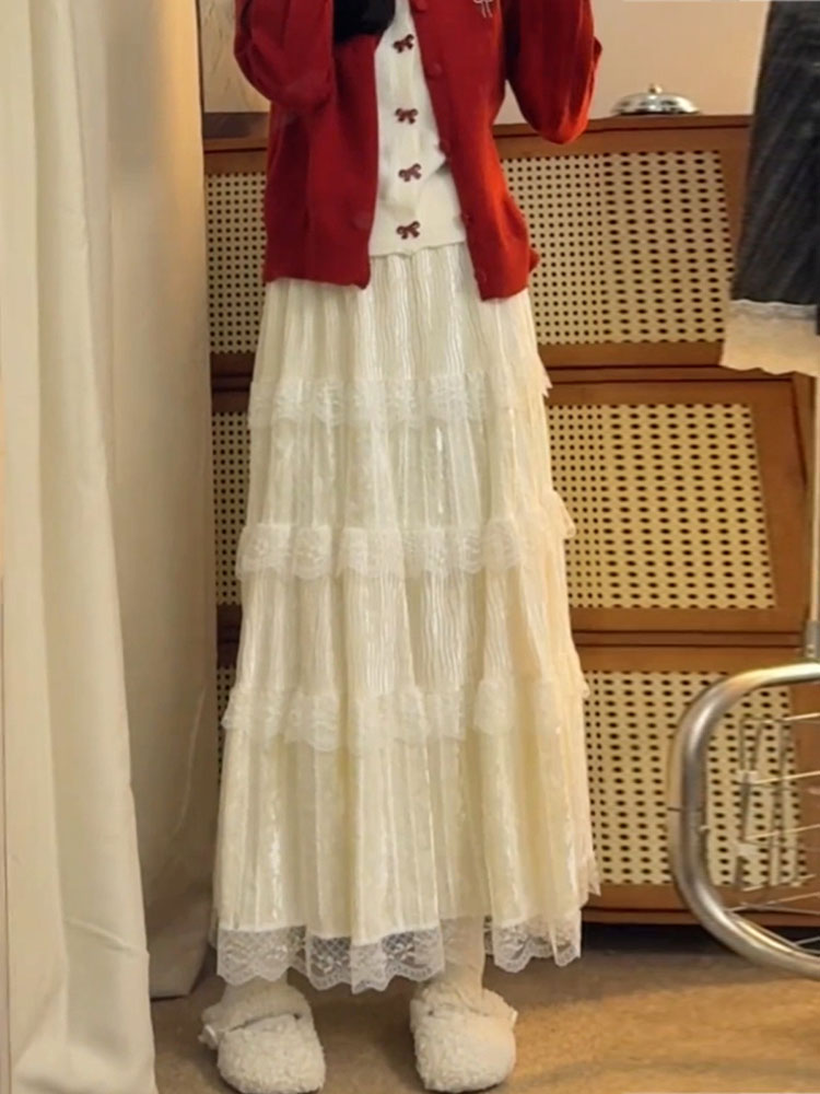 Elegant High Waist  Skirt in S - огляд і ціна Elastic Lace Trim