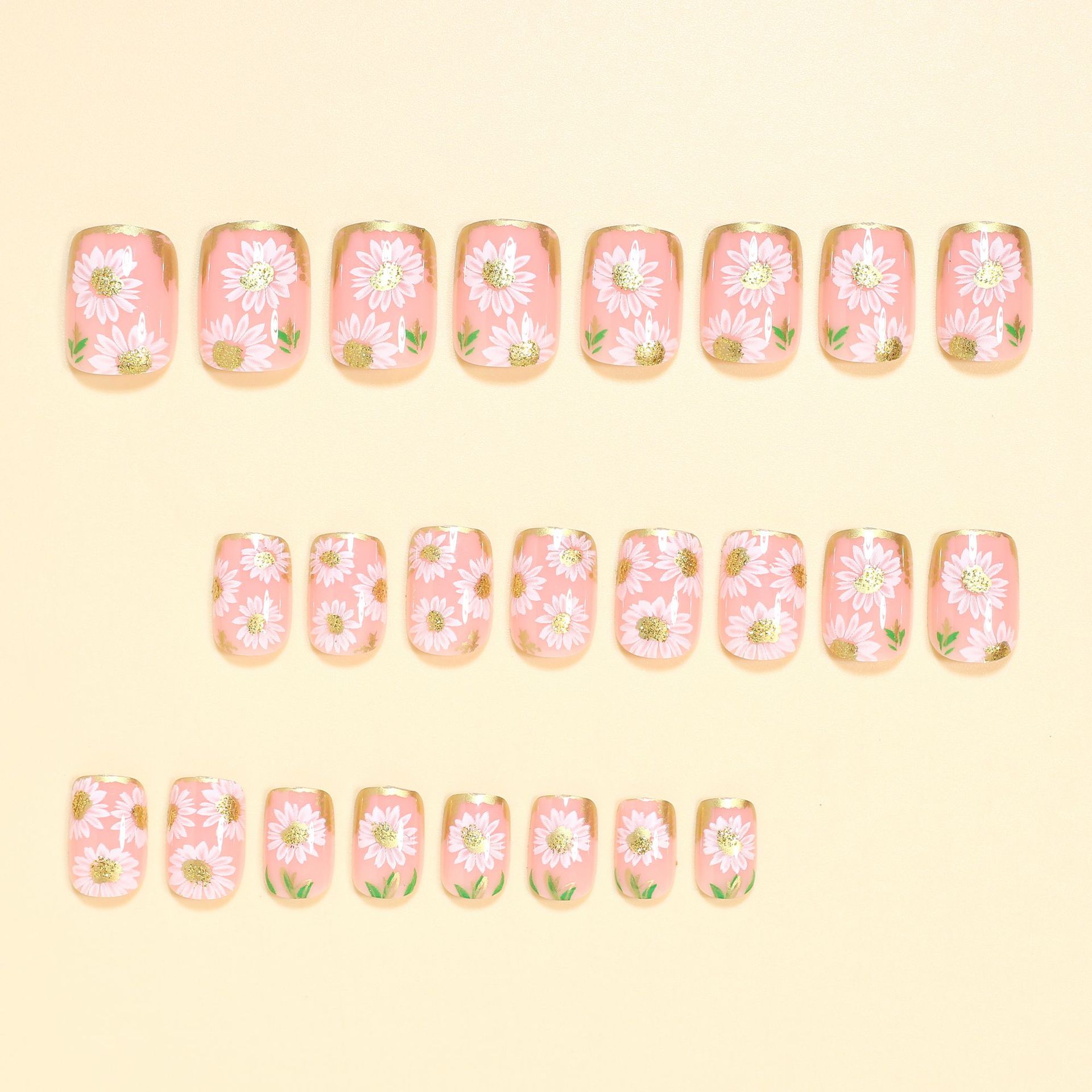 Short Square fake nails golden - огляд і ціна Embroidery Embellishments