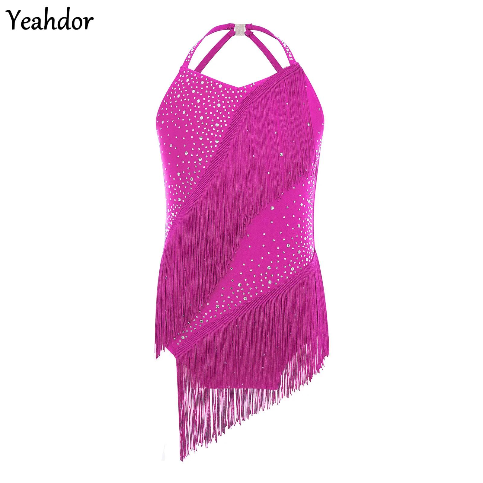 Girls Tassel Latin Dance Leota - огляд і ціна Rhinestone Banding Trim