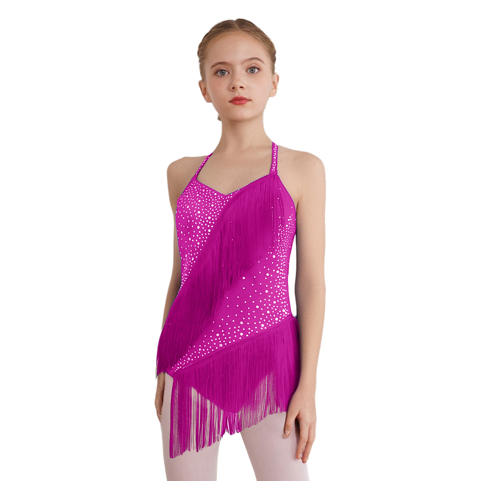 Girls Tassel Latin Dance Leota - огляд і ціна Rhinestone Banding Trim