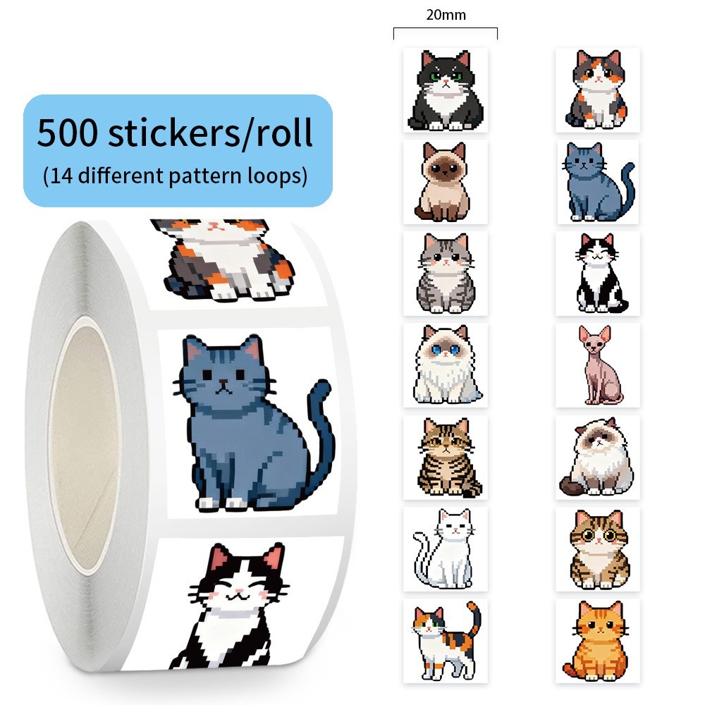 500 Pcs/Roll Cute Pixel Cat St - огляд і ціна Craft Embellishment World