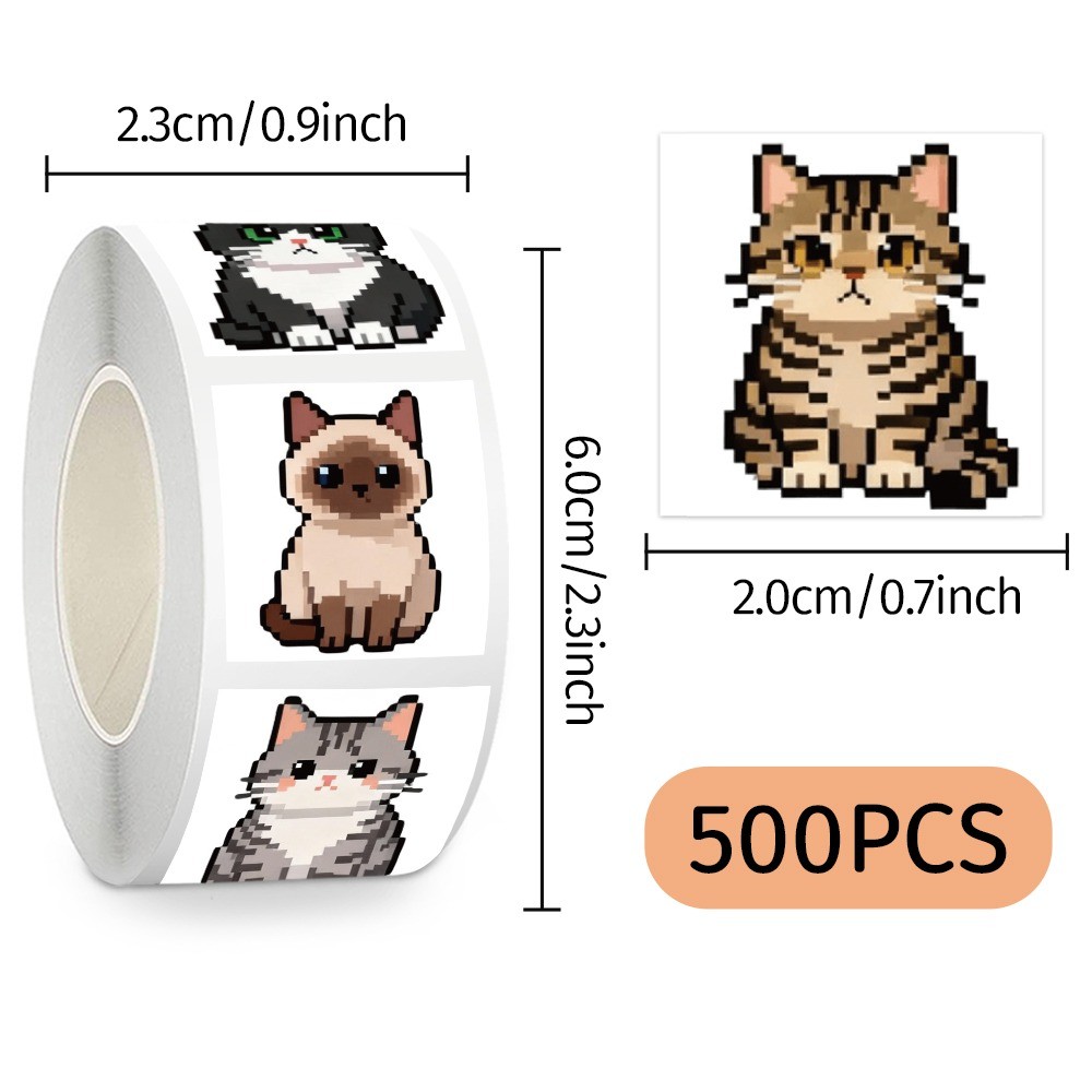 500 Pcs/Roll Cute Pixel Cat St - огляд і ціна Craft Embellishment World