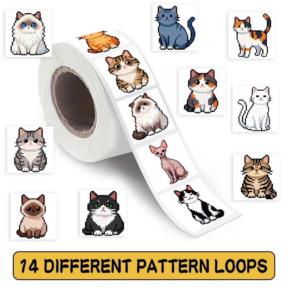 500 Pcs/Roll Cute Pixel Cat St - огляд і ціна Craft Embellishment World
